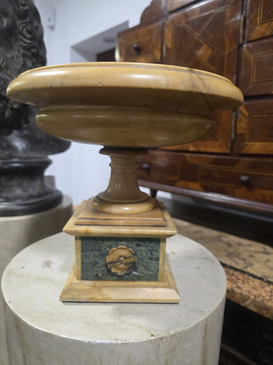 Coppa Grand Tour in marmo giallo antico e marmo verde delle Alpi Italia XIX-photo-1