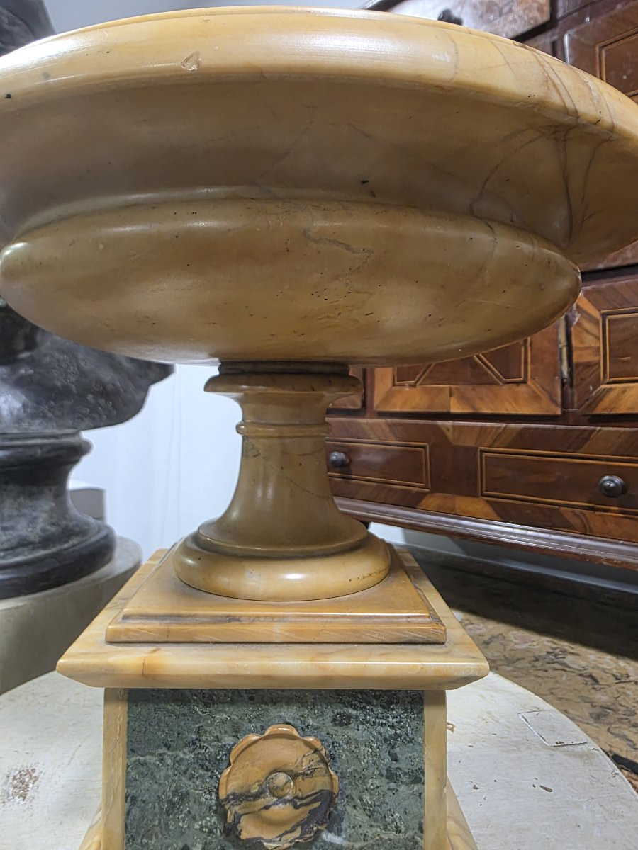 Coppa Grand Tour in marmo giallo antico e marmo verde delle Alpi Italia XIX-photo-2