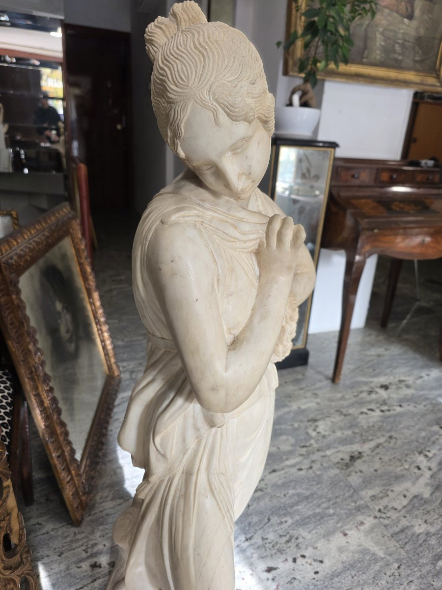 Statua in marmo zuccherino Da Antonio Canova. Danzatrice col dito al mento. XIX secolo-photo-4