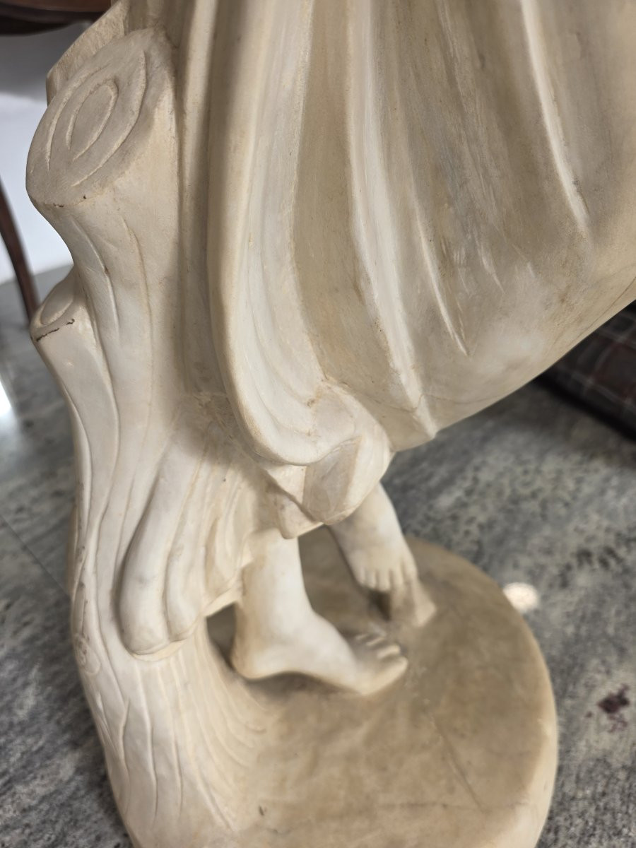 Statua in marmo zuccherino Da Antonio Canova. Danzatrice col dito al mento. XIX secolo-photo-3