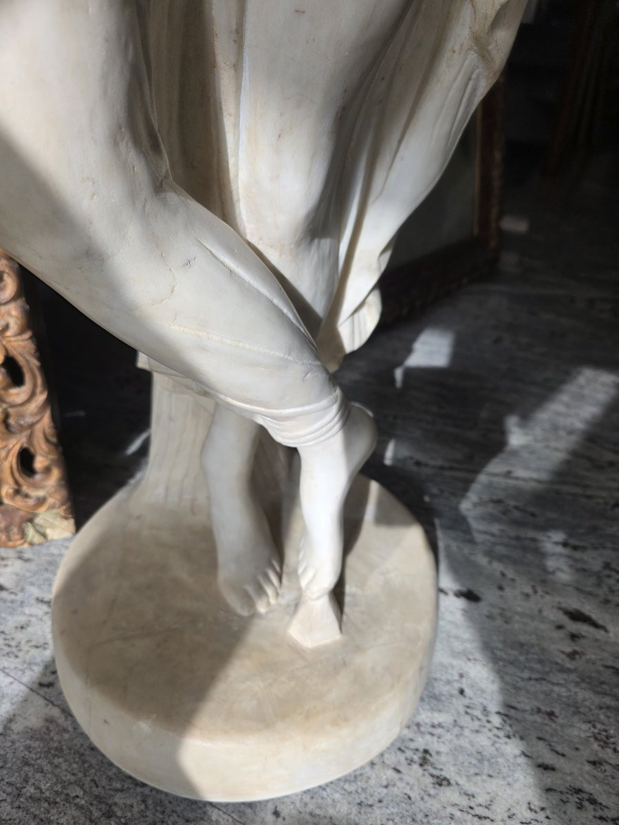 Statua in marmo zuccherino Da Antonio Canova. Danzatrice col dito al mento. XIX secolo-photo-5