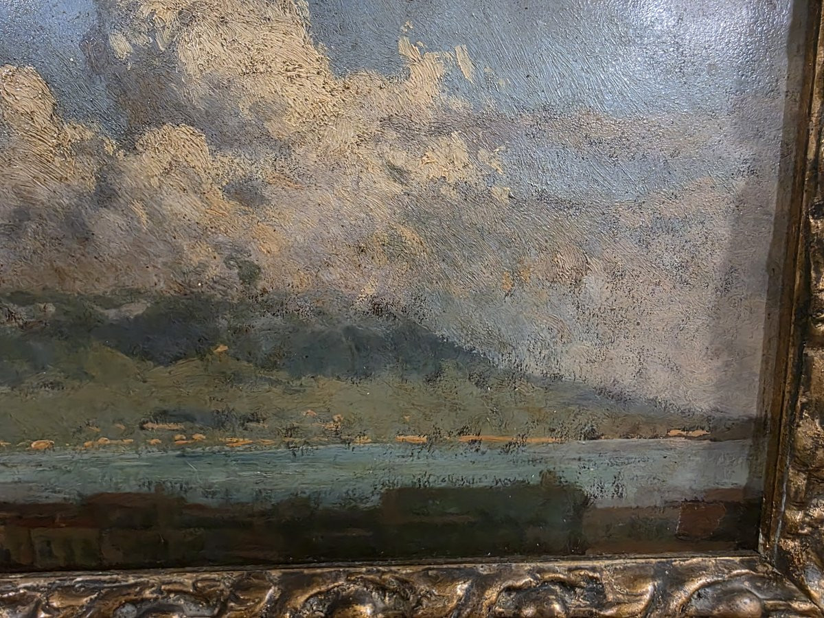 Quadro olio su cartoncino veduta Vesuvio attribuito a Consalvo Carelli-photo-1