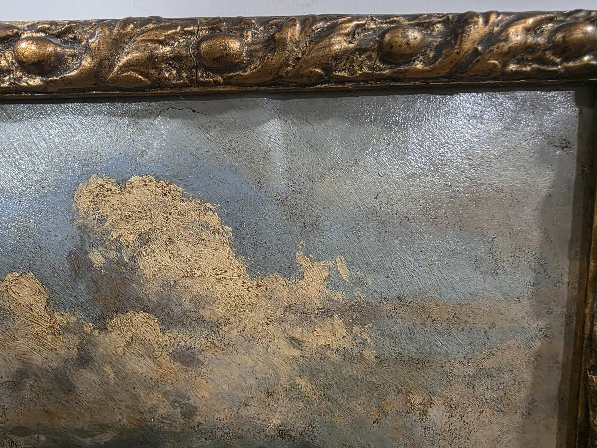 Quadro olio su cartoncino veduta Vesuvio attribuito a Consalvo Carelli-photo-2