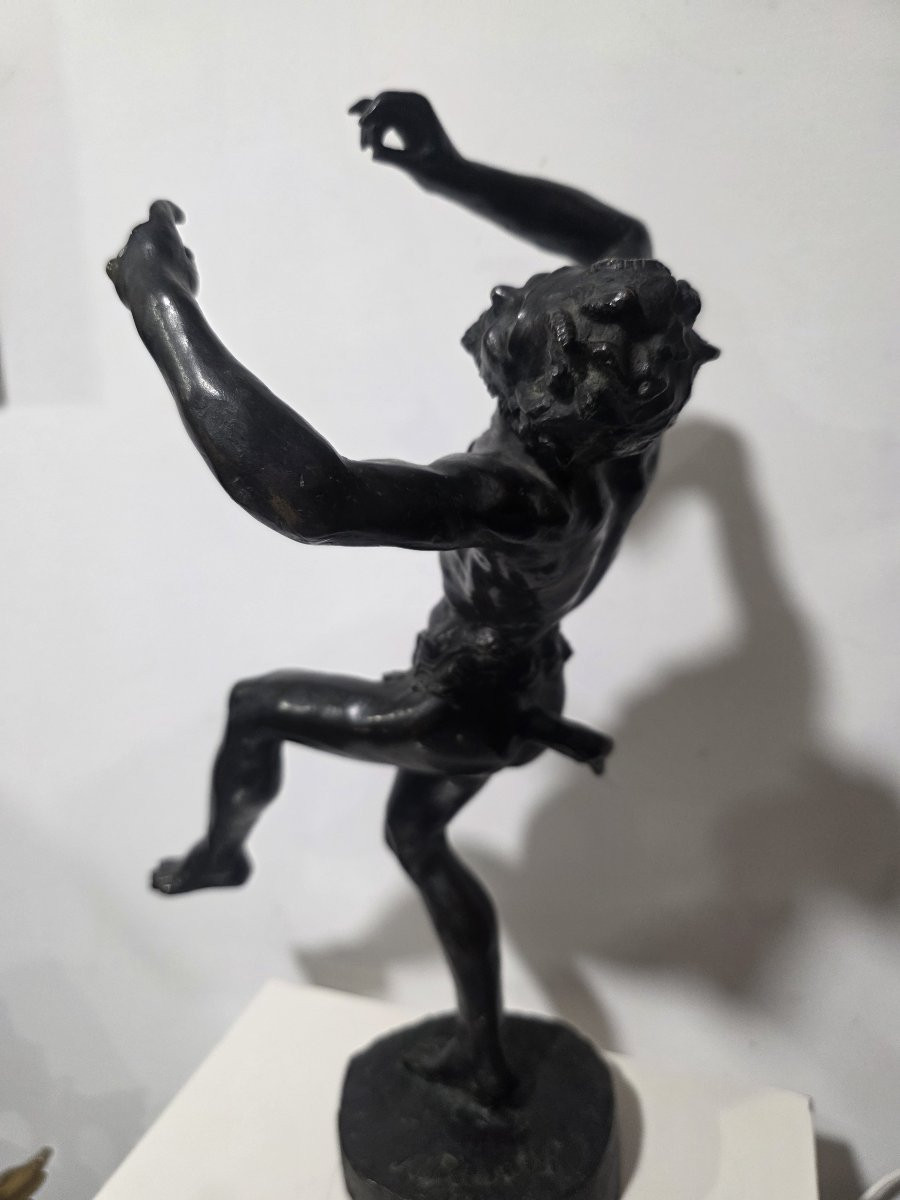 Augusto Rivalta (1838-1925)  Satiro scultura in bronzo, firmata-photo-1