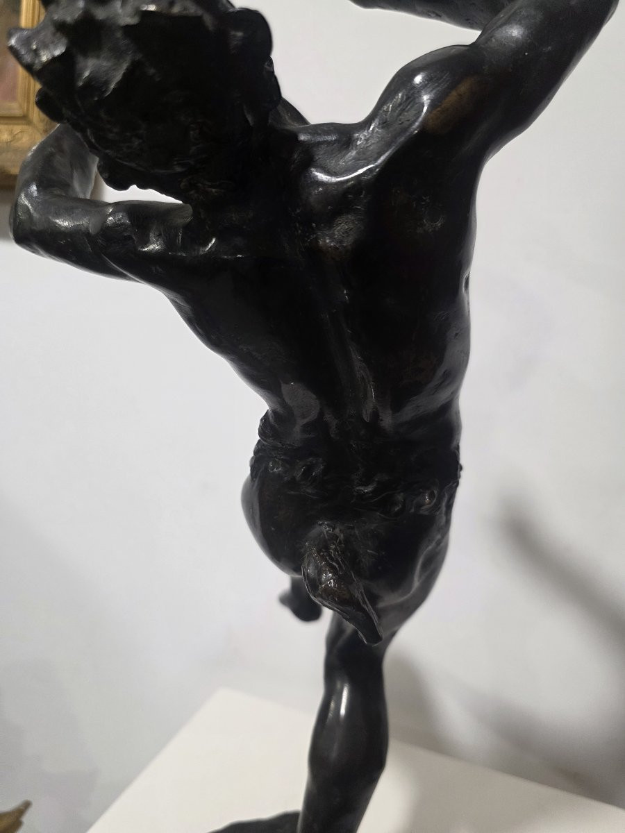 Augusto Rivalta (1838-1925)  Satiro scultura in bronzo, firmata-photo-2