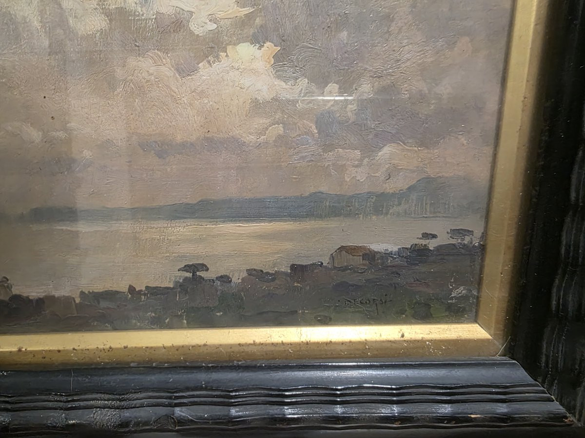 Dipinto olio su tela con cornice moderna firmato "Nicolas De Corsi 1882-1956"-photo-2