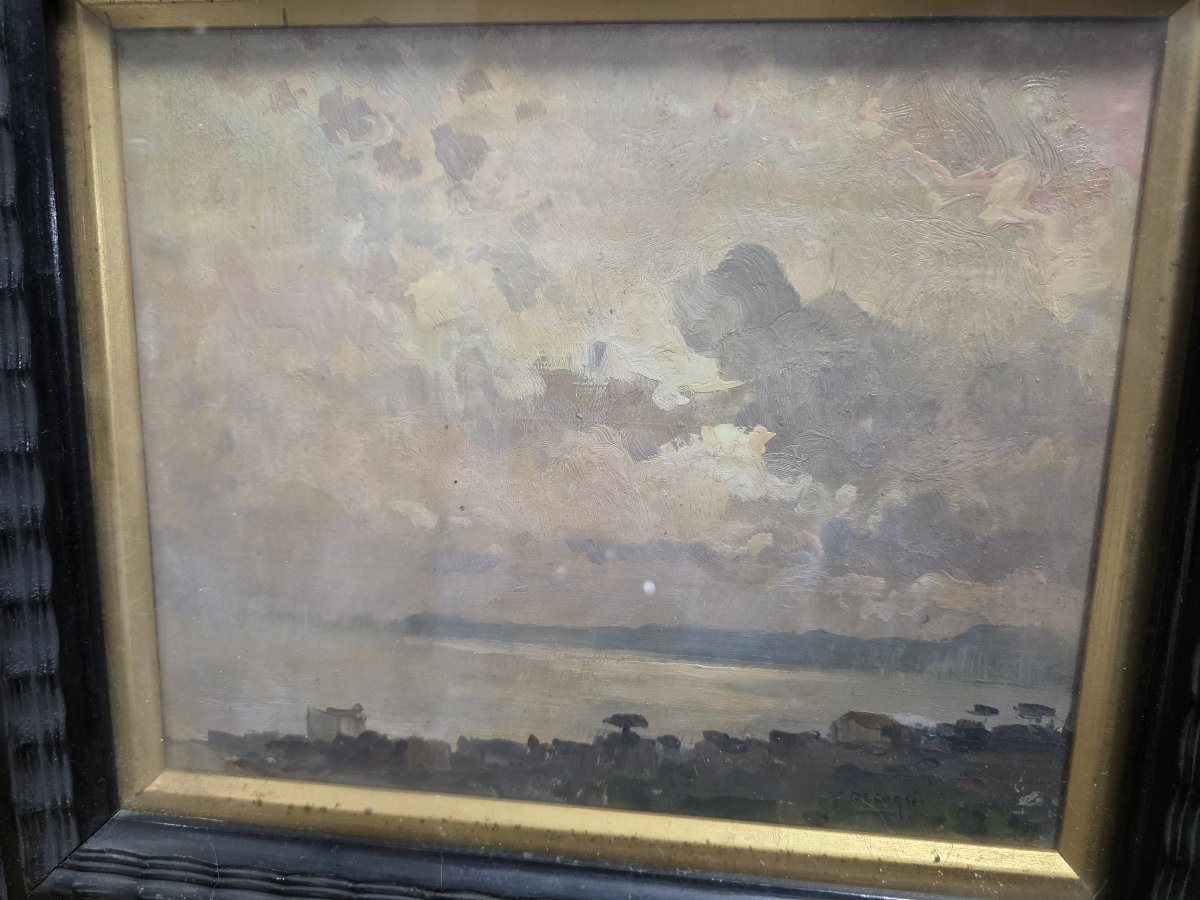 Dipinto olio su tela con cornice moderna firmato "Nicolas De Corsi 1882-1956"-photo-1