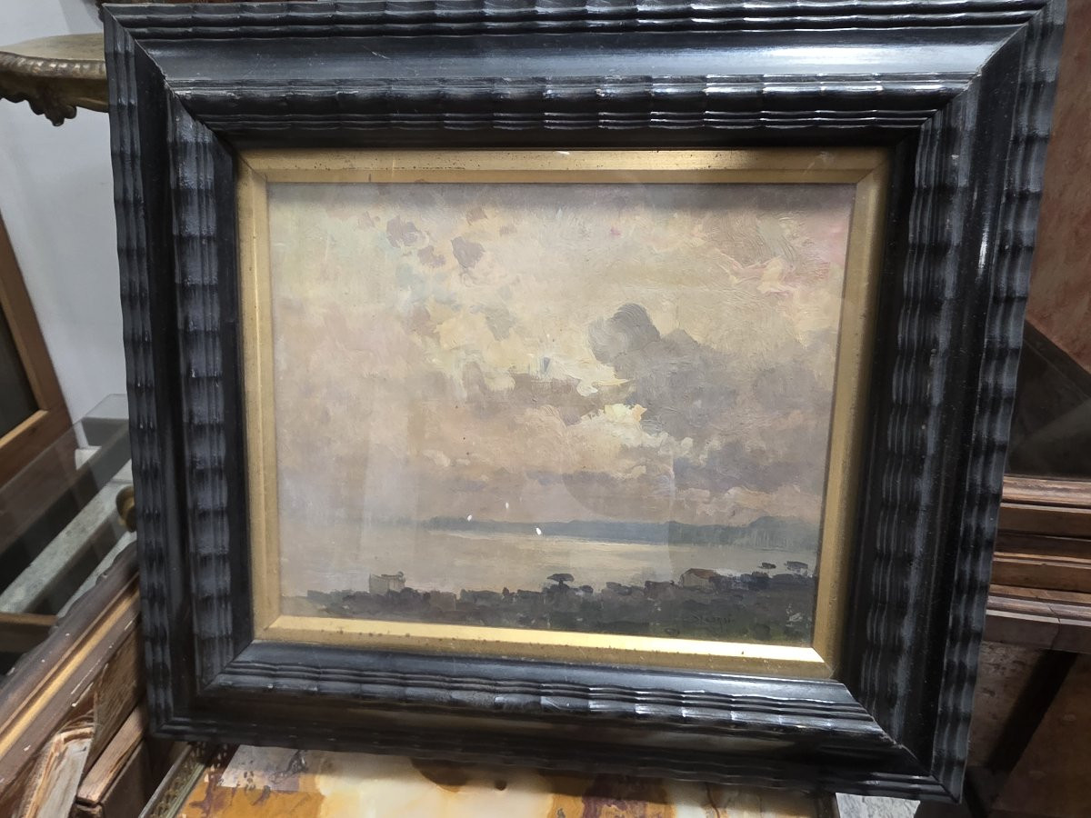 Dipinto olio su tela con cornice moderna firmato "Nicolas De Corsi 1882-1956"-photo-3