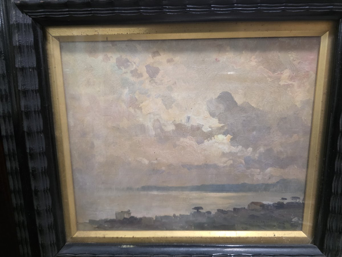 Dipinto olio su tela con cornice moderna firmato "Nicolas De Corsi 1882-1956"-photo-5