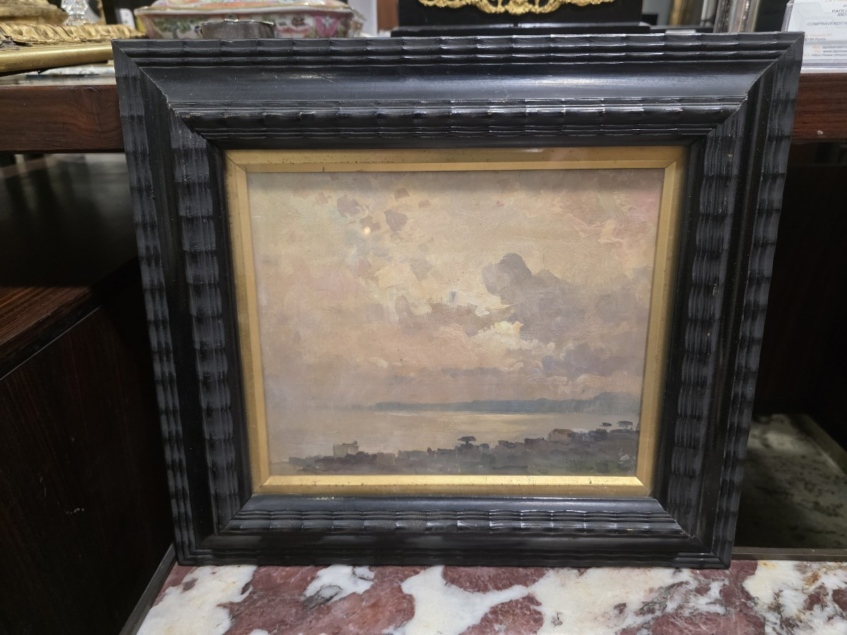 Dipinto olio su tela con cornice moderna firmato "Nicolas De Corsi 1882-1956"