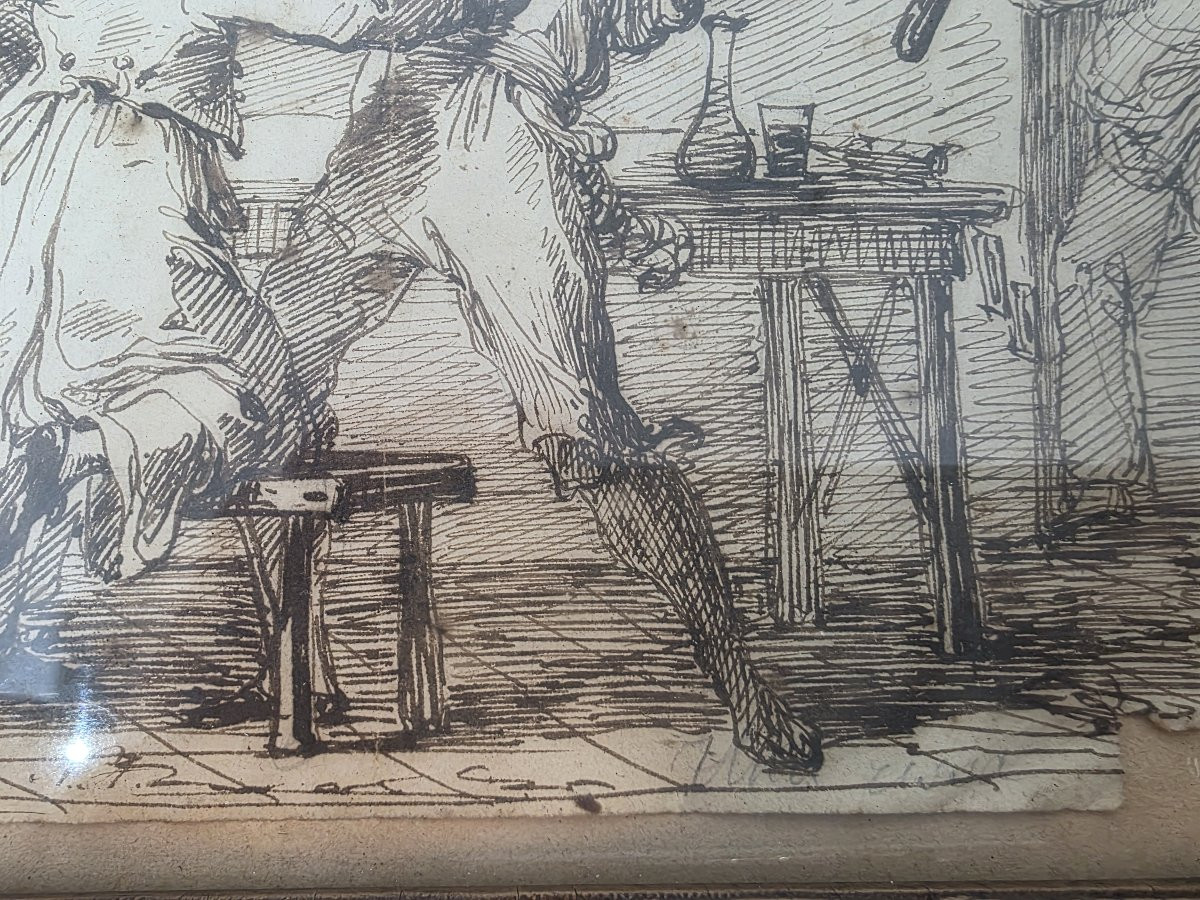 Quadro china metà ottocento raffigurante "Rissa in osteria"-photo-4