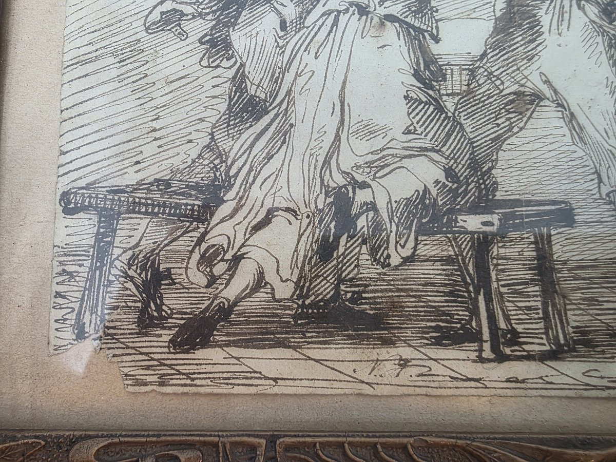 Quadro china metà ottocento raffigurante "Rissa in osteria"-photo-5