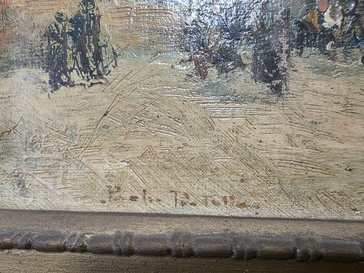 Paolo Pratella  (Napoli, 1892 - 1980) Il Maschio Angioino olio su tela-photo-2