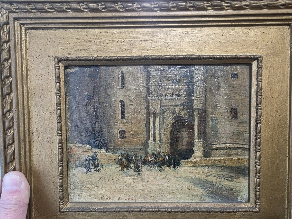 Paolo Pratella  (Napoli, 1892 - 1980) Il Maschio Angioino olio su tela-photo-4