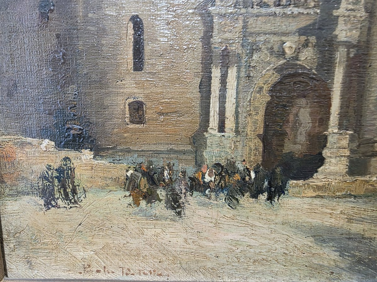 Paolo Pratella  (Napoli, 1892 - 1980) Il Maschio Angioino olio su tela-photo-1