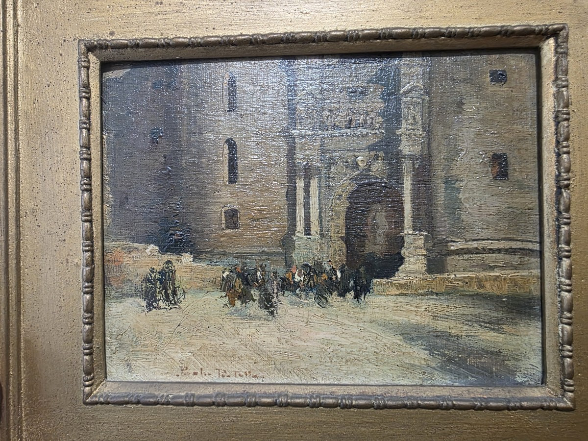 Paolo Pratella  (Napoli, 1892 - 1980) Il Maschio Angioino olio su tela