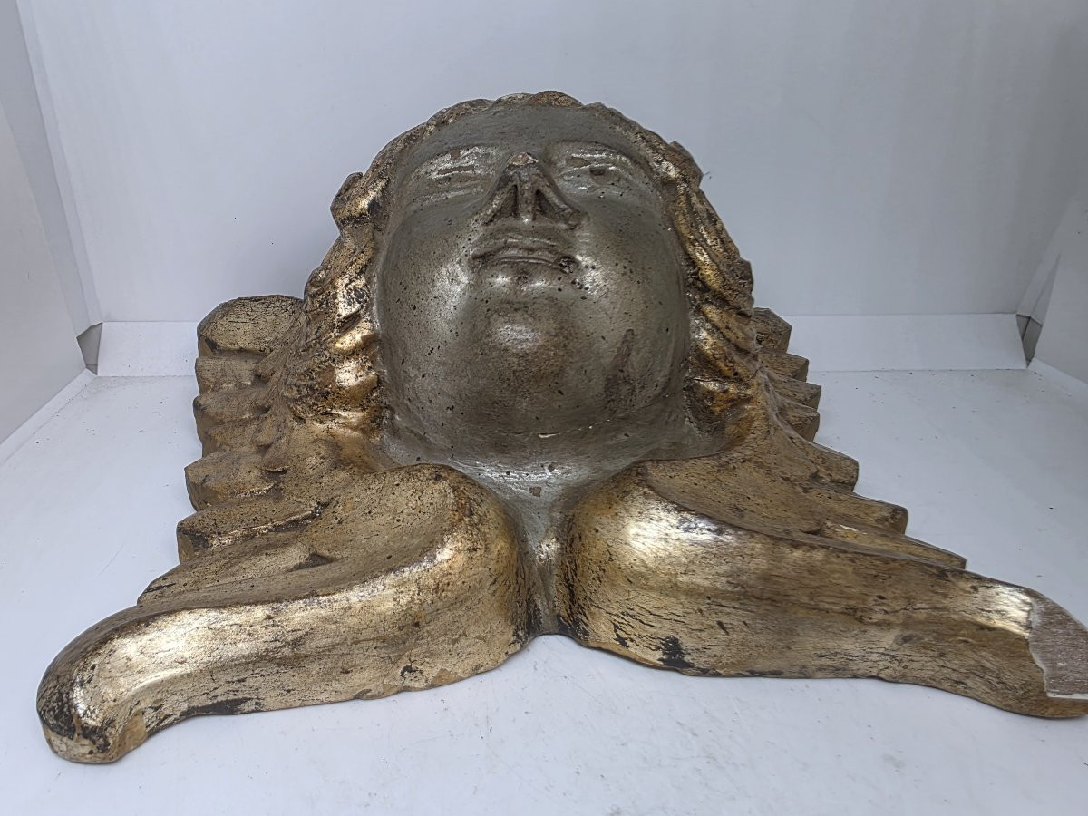 Testa di angelo con ali da appoggio XVIII secolo Spagna-photo-3