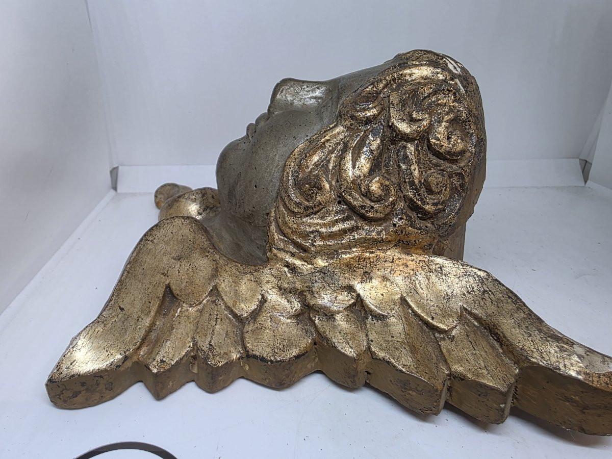 Testa di angelo con ali da appoggio XVIII secolo Spagna-photo-3