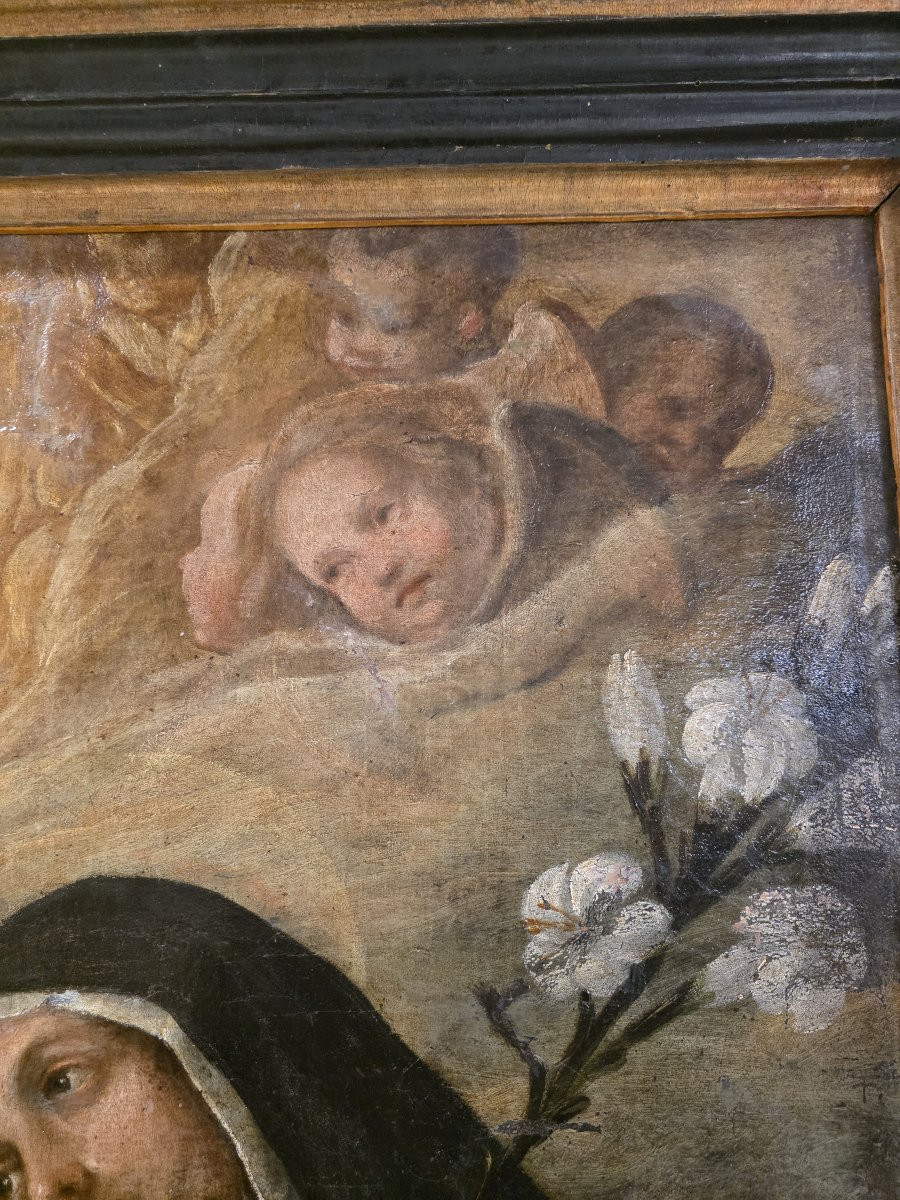 Grande olio su tela del Seicento opera di ambito umbro.-photo-8