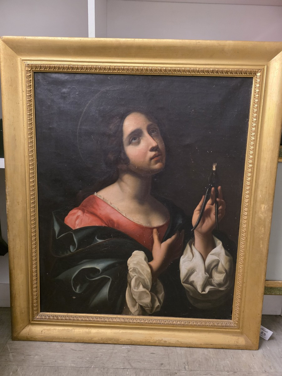 Olio su tela da Carlo Dolci, fine settecento primo ottoceonto raffigurante: Santa Apollonia