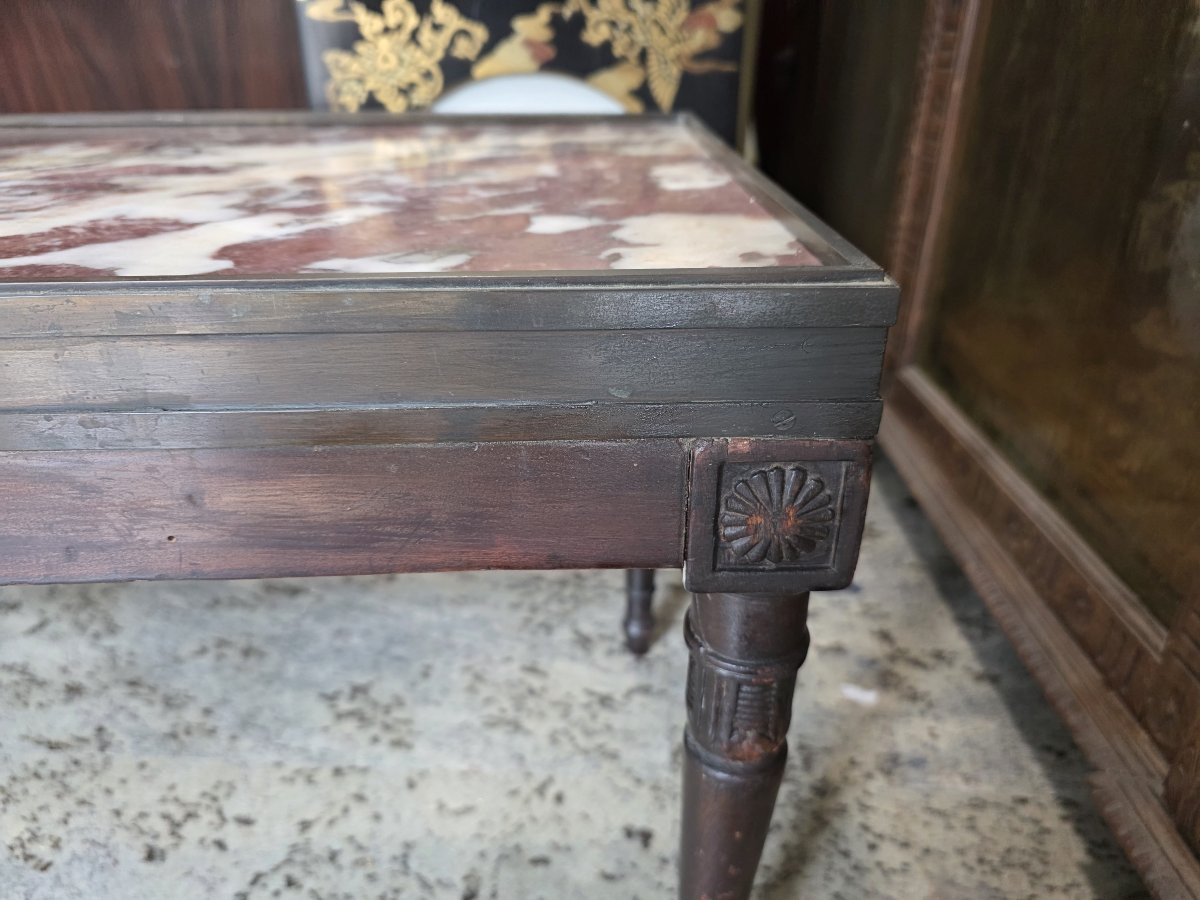 Tavolo basso in legno e bronzo con marmo. Epoca seconda metà XIX-photo-1