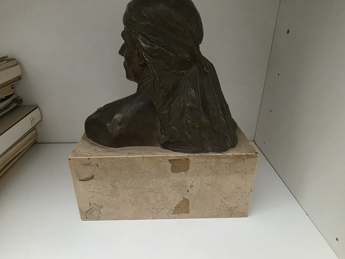 Mezzo busto maschile in bronzo  firmato Pasquale Monaco-photo-2