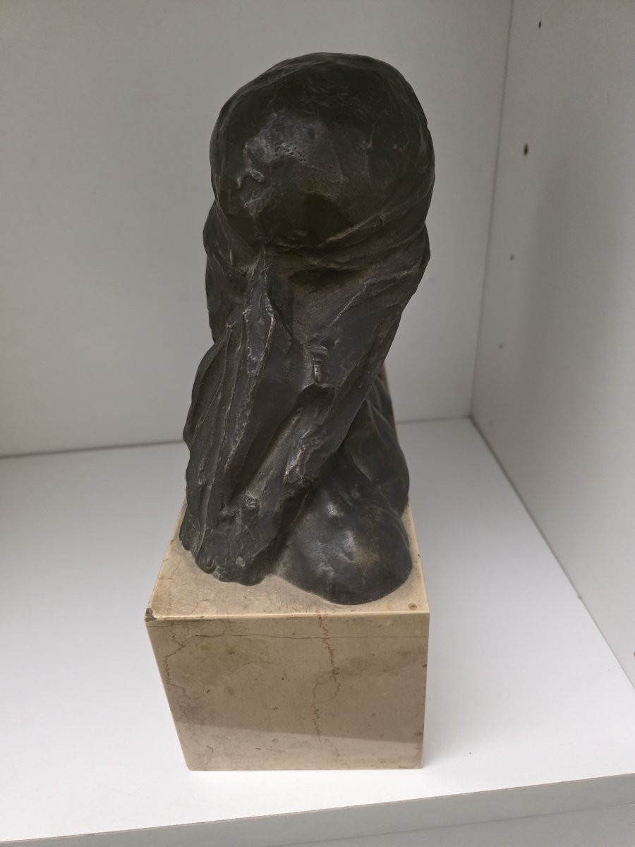 Mezzo busto maschile in bronzo  firmato Pasquale Monaco-photo-3