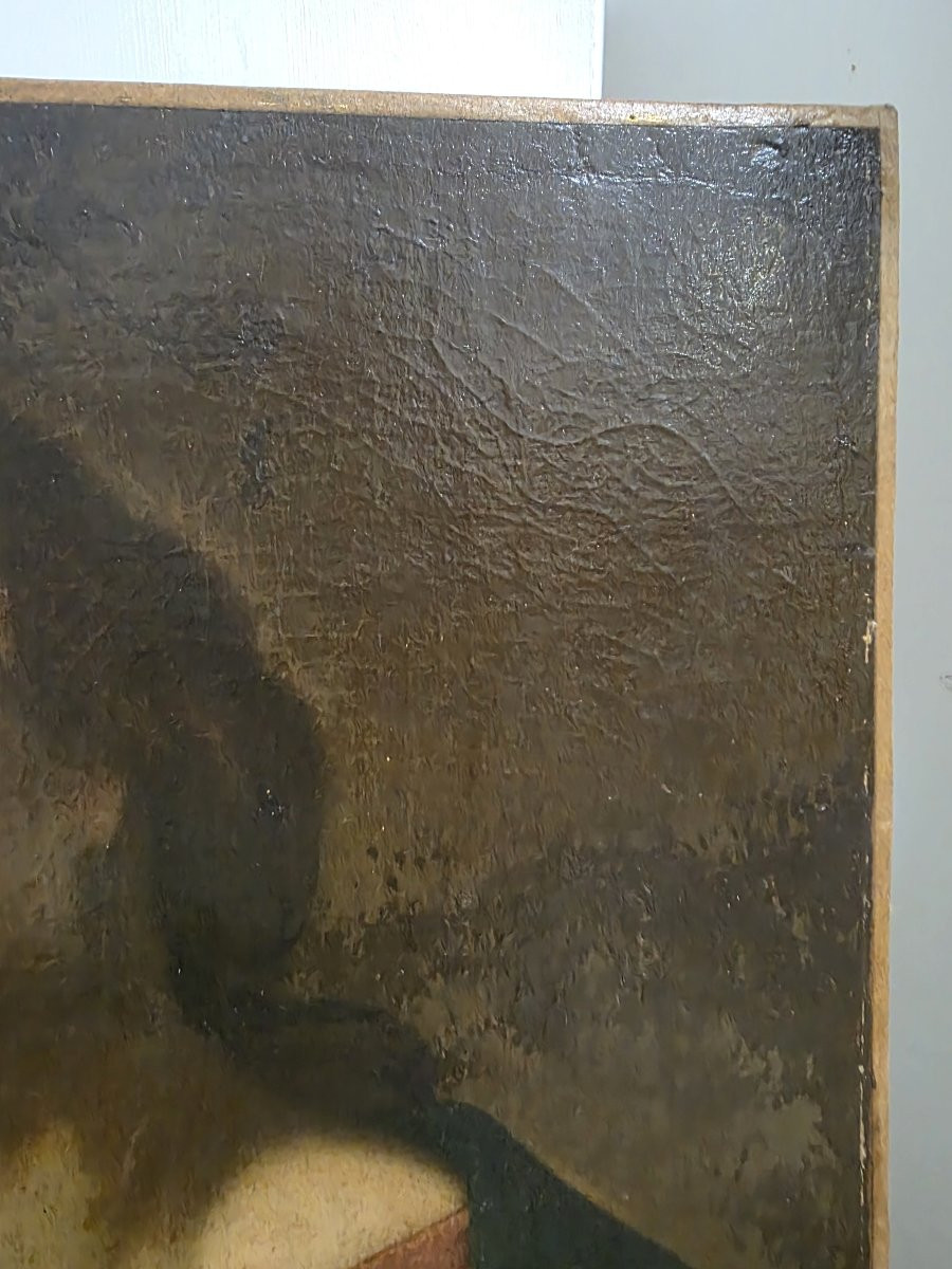 Olio su tela raffigurante "Vergine in contemplazione" fine seicento primi settecento-photo-4