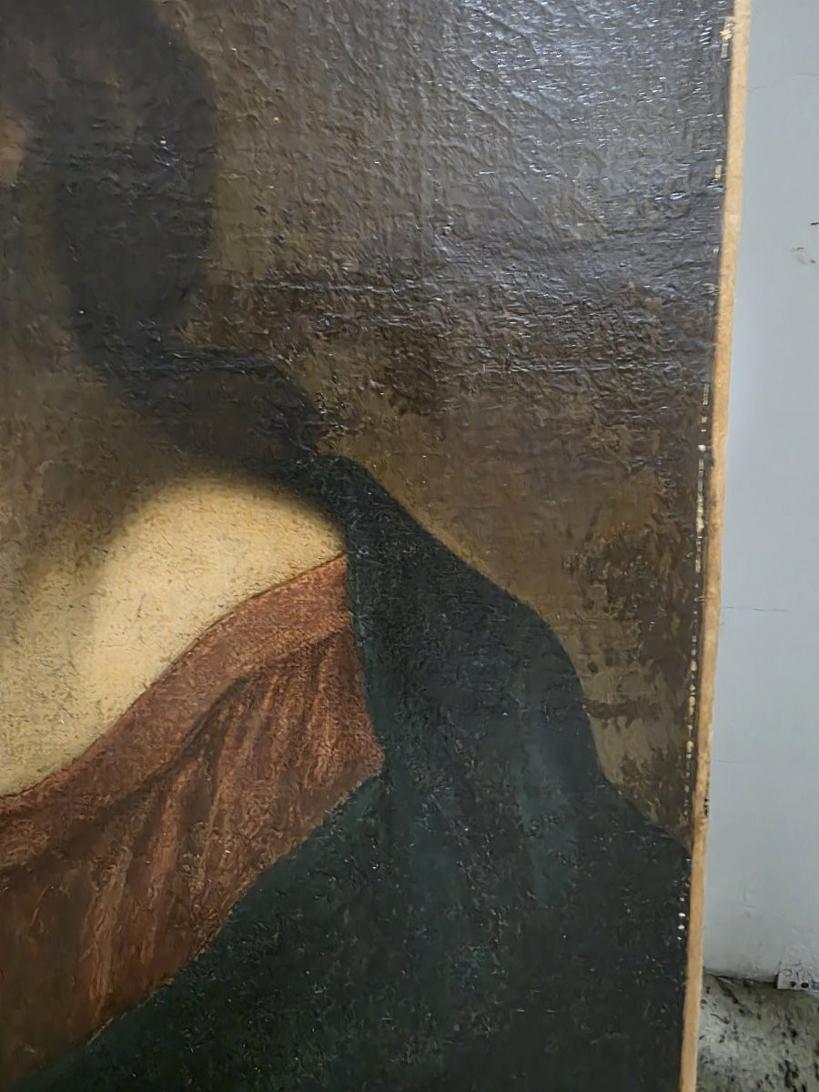 Olio su tela raffigurante "Vergine in contemplazione" fine seicento primi settecento-photo-5