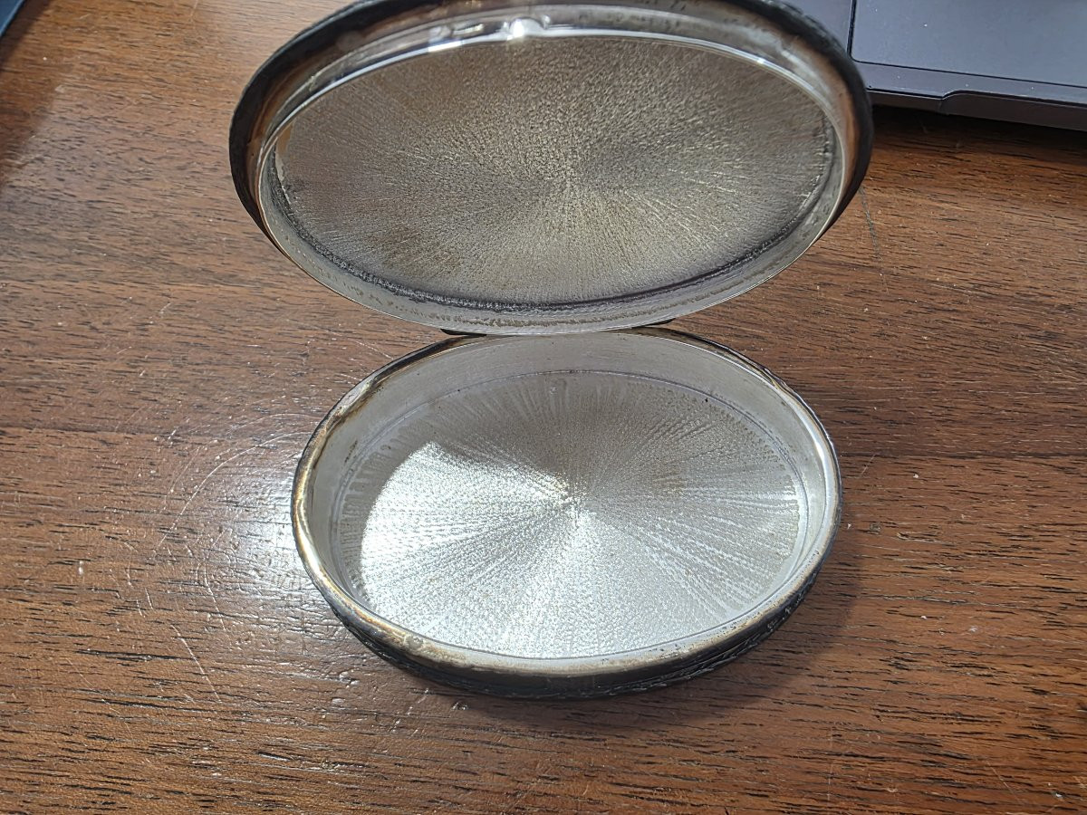 "Scatola in argento massiccio smaltata blu marcasite, Italia, circa 1900"-photo-4