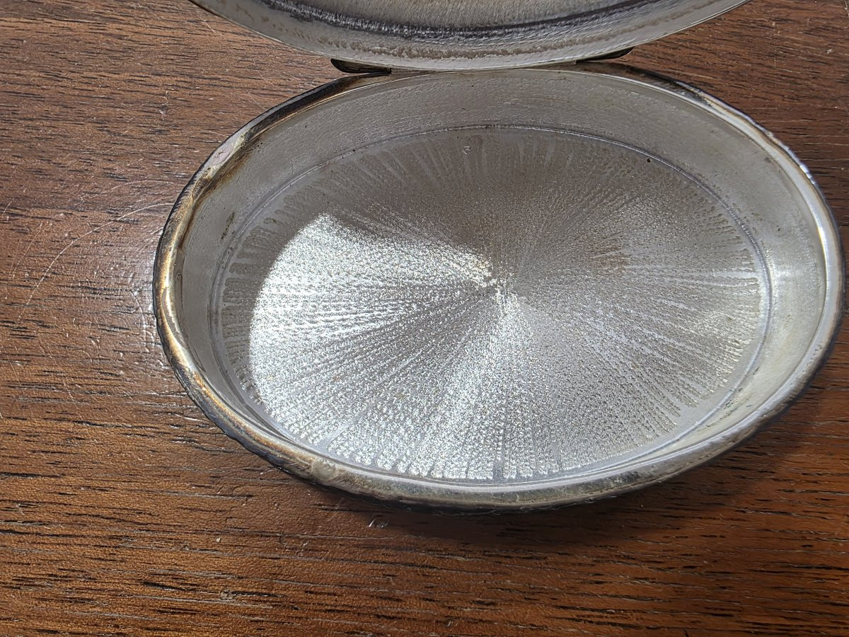 "Scatola in argento massiccio smaltata blu marcasite, Italia, circa 1900"-photo-2