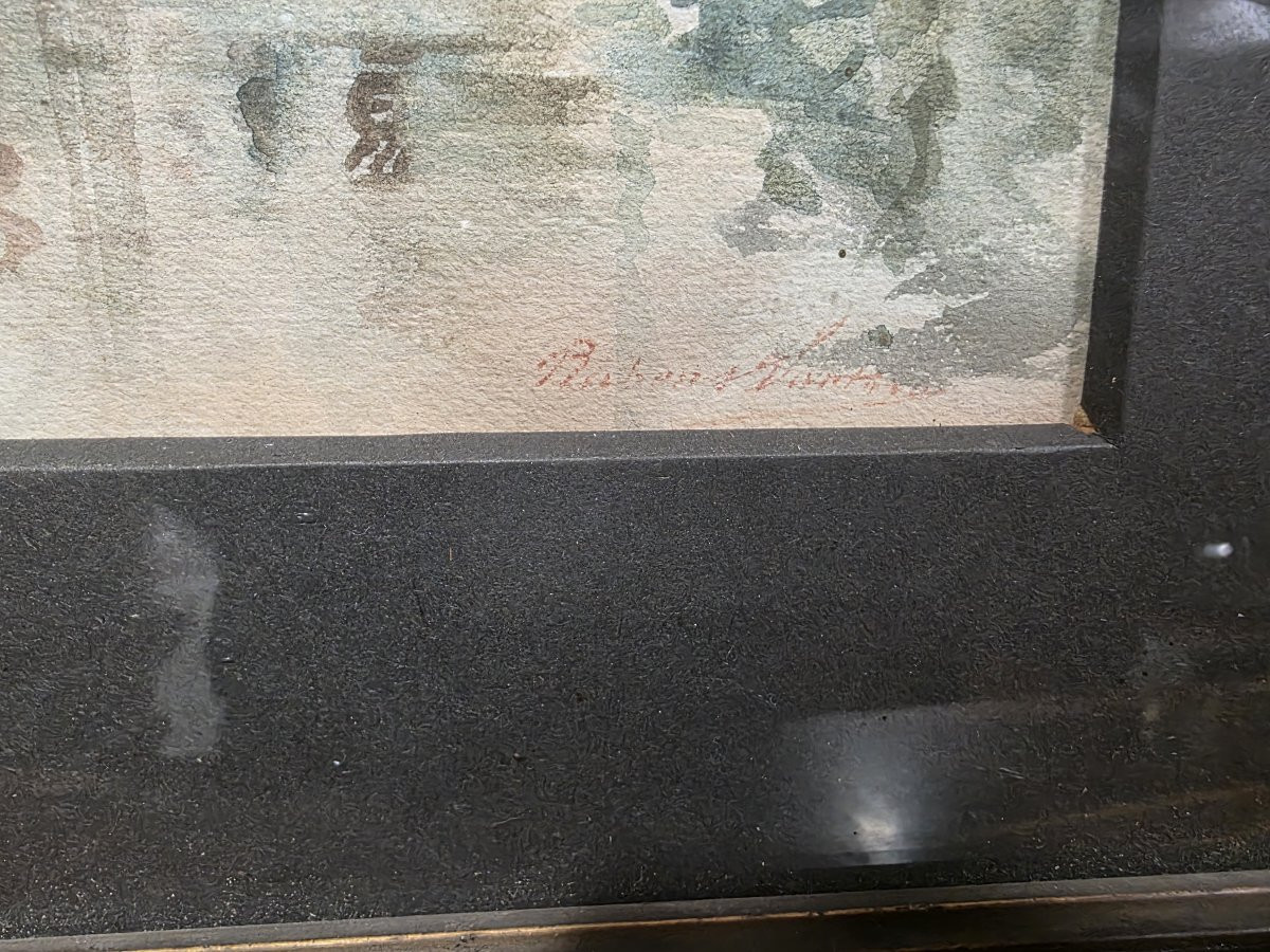 Acquarello canale di  Venezia firmato Rubens Santoro primi novecento-photo-3