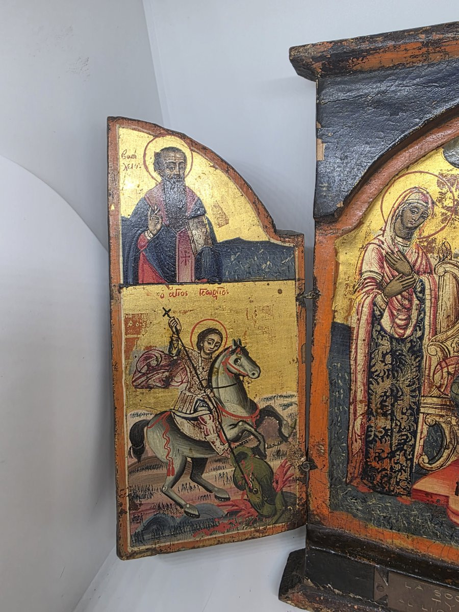 Icona russa da viaggio trittico. XVIII secolo-photo-2