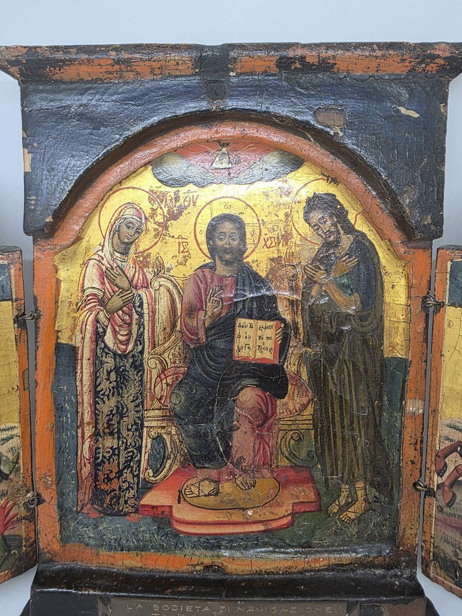 Icona russa da viaggio trittico. XVIII secolo-photo-3