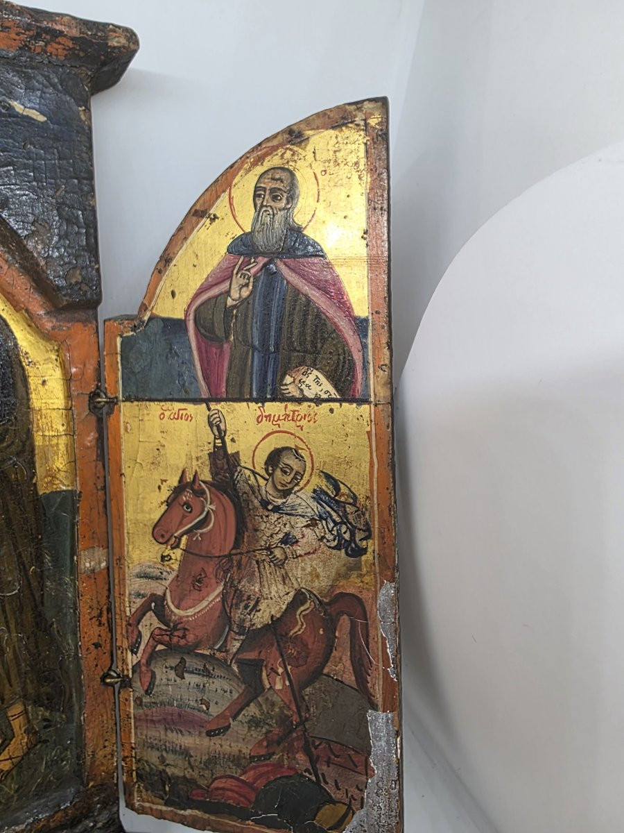 Icona russa da viaggio trittico. XVIII secolo-photo-4