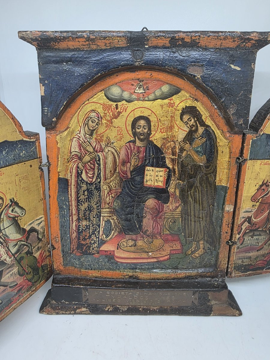 Icona russa da viaggio trittico. XVIII secolo-photo-4