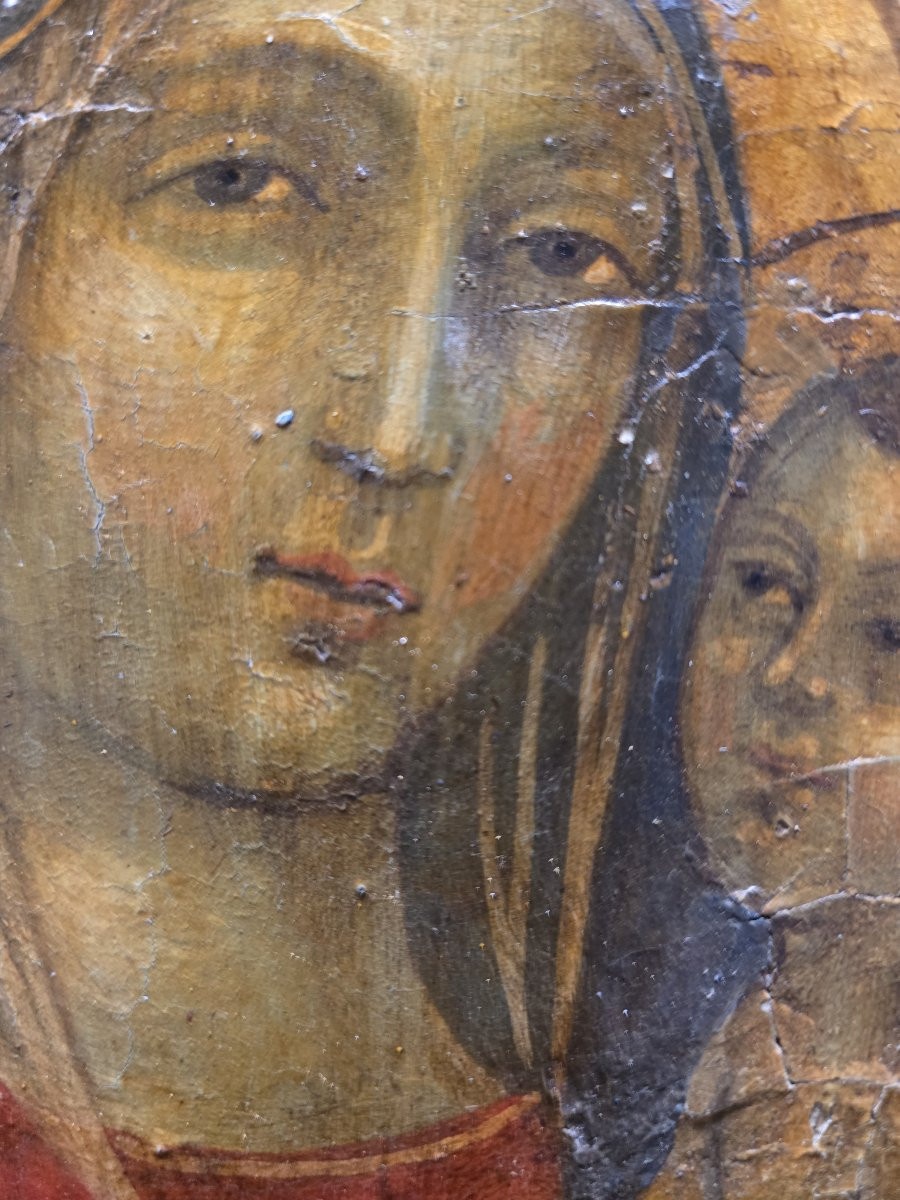 "Olio su tavola, Vergine con Bambino - Veneto Cretese, XVII secolo"-photo-3