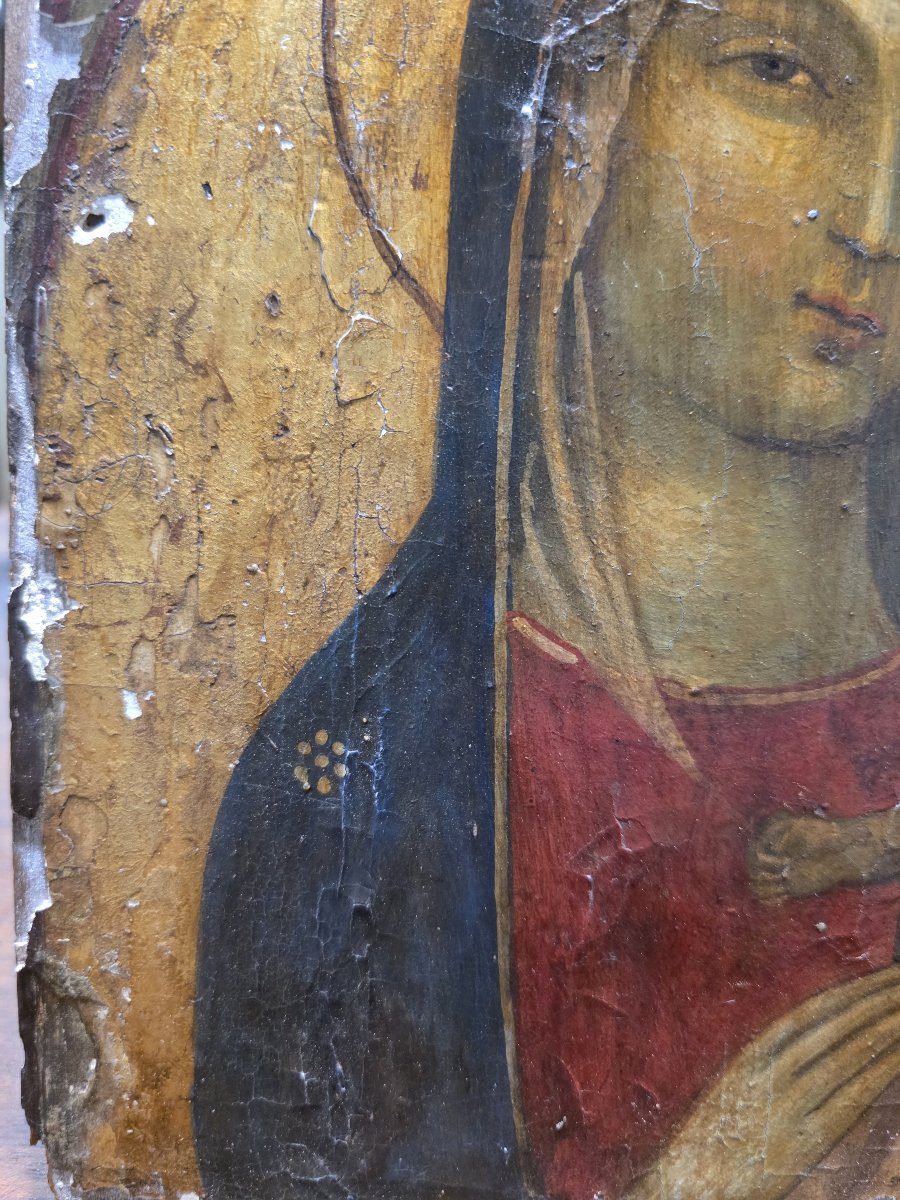 "Olio su tavola, Vergine con Bambino - Veneto Cretese, XVII secolo"-photo-2