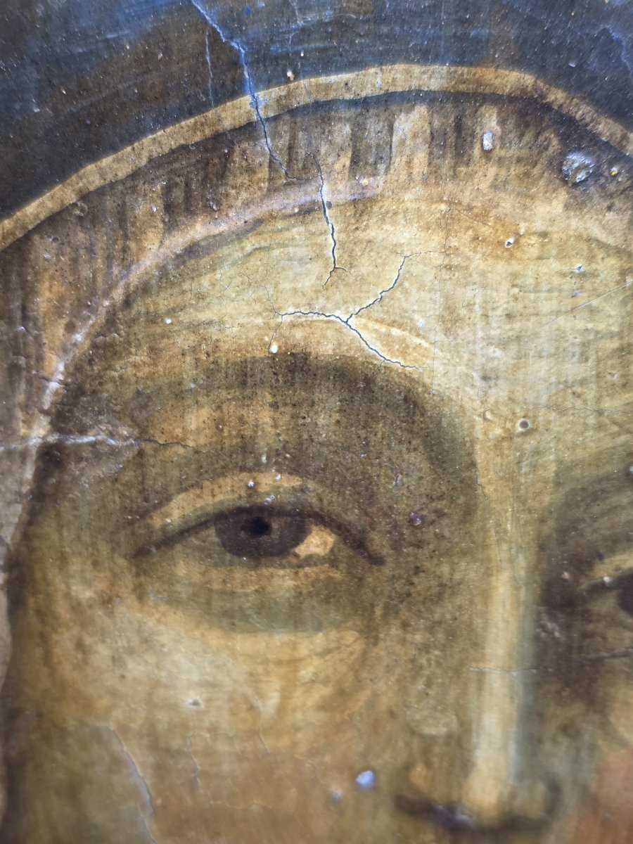 "Olio su tavola, Vergine con Bambino - Veneto Cretese, XVII secolo"-photo-5