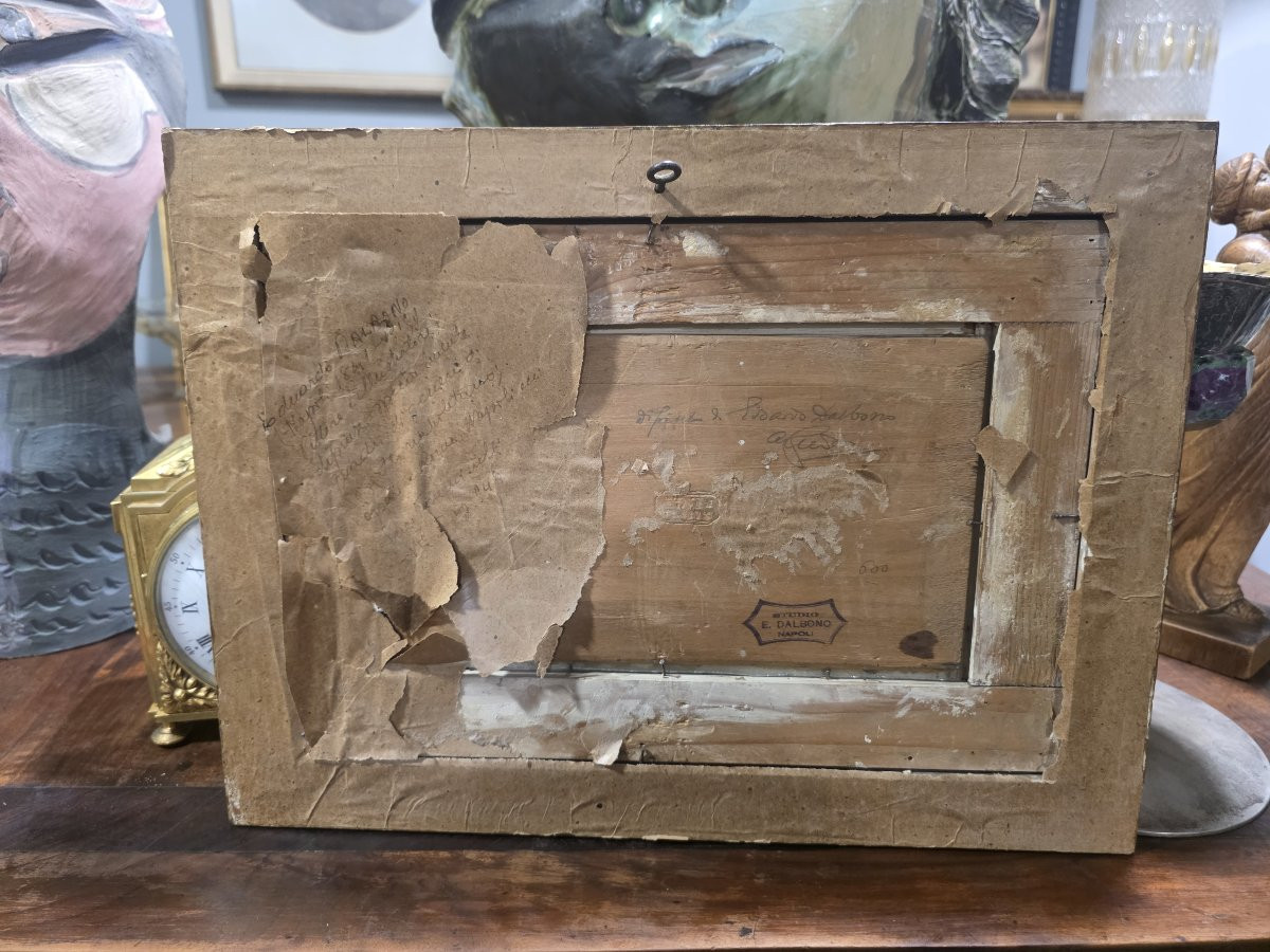 Eduardo Dalbono (1841-1915) Studio per raffigurazione paesaggio marino fine ottocento-photo-3