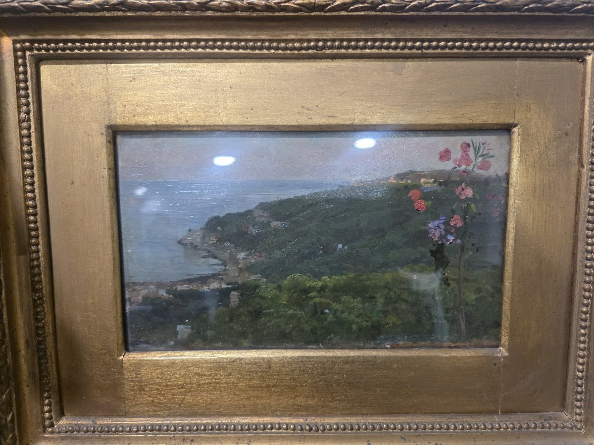 Eduardo Dalbono (1841-1915) Studio per raffigurazione paesaggio marino fine ottocento-photo-4