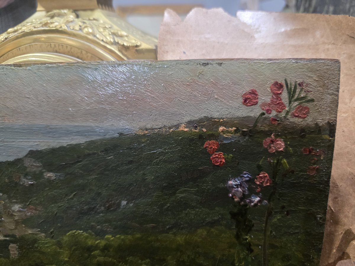 Eduardo Dalbono (1841-1915) Studio per raffigurazione paesaggio marino fine ottocento-photo-1