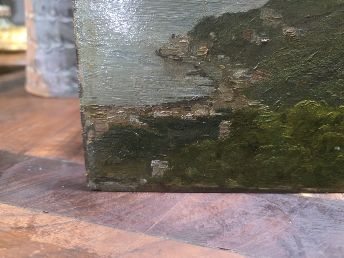 Eduardo Dalbono (1841-1915) Studio per raffigurazione paesaggio marino fine ottocento-photo-3