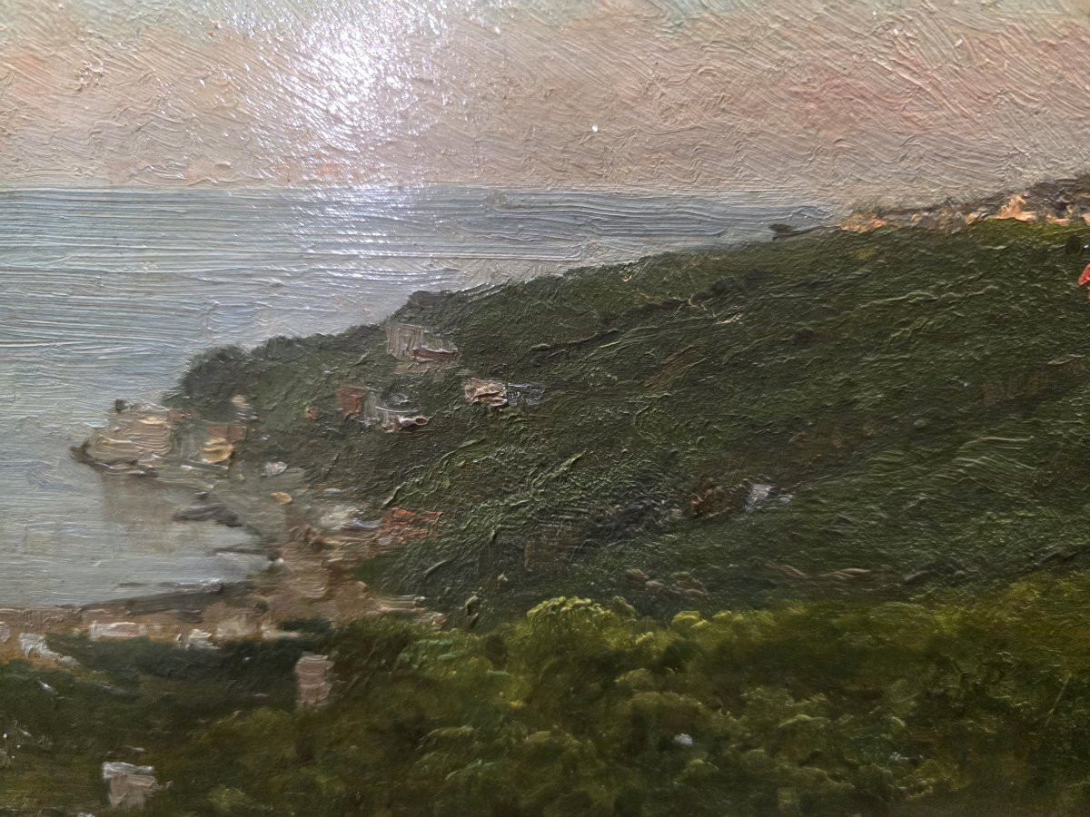 Eduardo Dalbono (1841-1915) Studio per raffigurazione paesaggio marino fine ottocento-photo-5