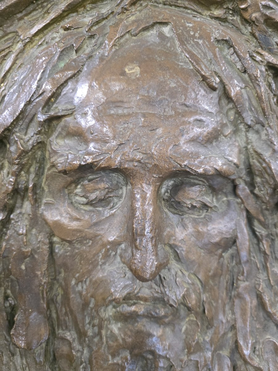 Tondo in bronzo a rilievo raffigurante "Sacra Sindone" firmato Alceo Dossena Roma 1918-photo-2