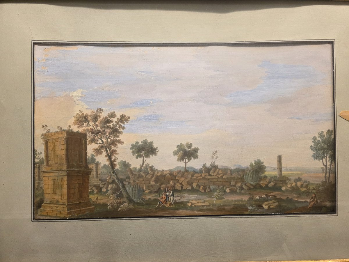 Tempera a guazzo periodo Gran Tour (primi ottocento). Sicilia?-photo-2