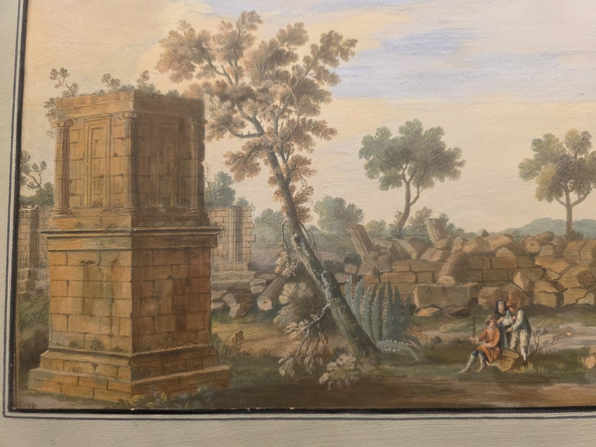 Tempera a guazzo periodo Gran Tour (primi ottocento). Sicilia?-photo-3