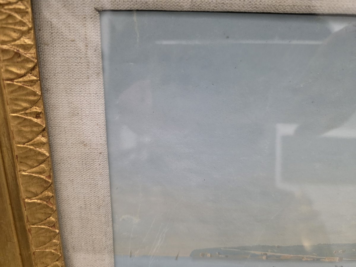 Veduta di Napoli, metà XIX secolo, Guazzo su carta-photo-3