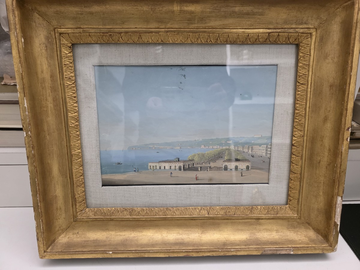 Veduta di Napoli, metà XIX secolo, Guazzo su carta