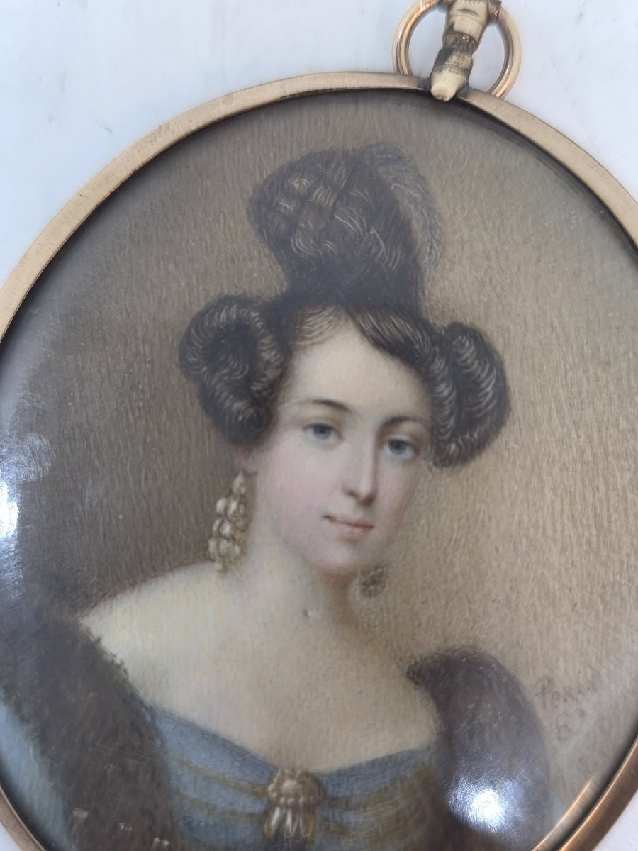 Miniatura – Ritratto di una nobildonna  – Firmata e datata 1826-photo-1